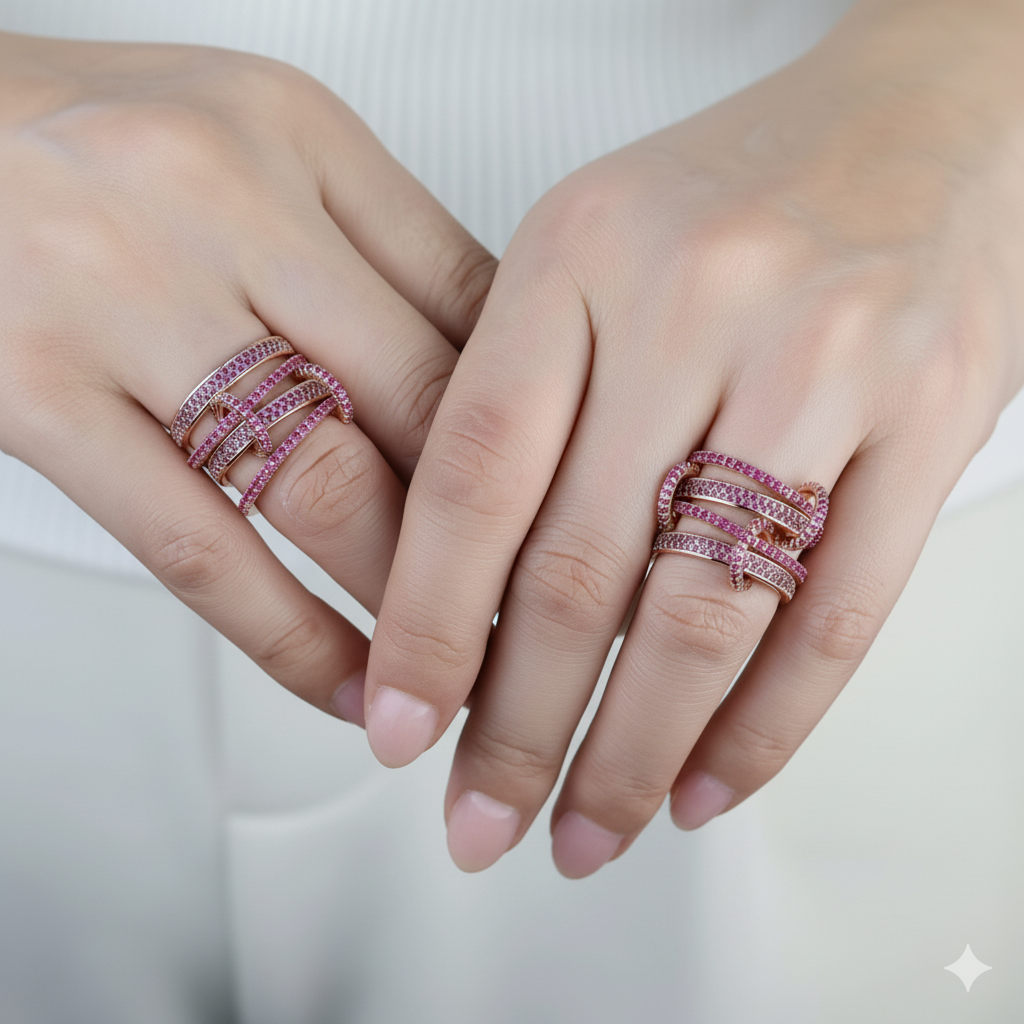 Pink Zircon Stacking Ring