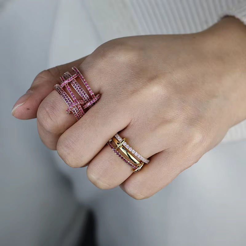 Pink Zircon Stacking Ring